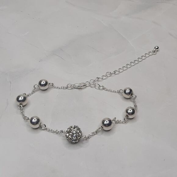 Silver and Rhinestone Adjustable Length Chain Bracelet - Picture 1 of 4